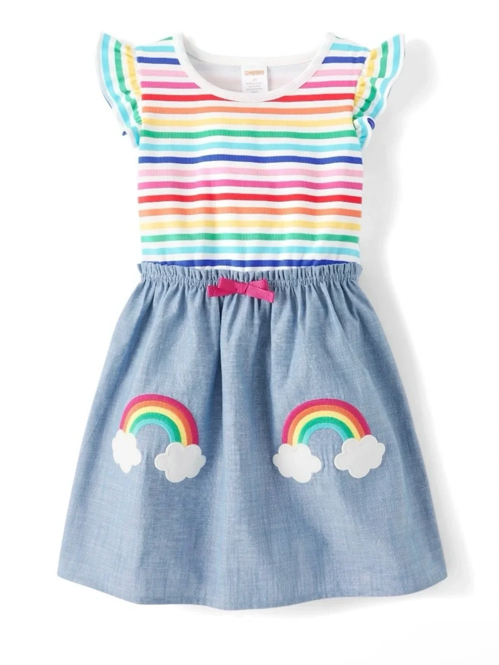 Gymboree Girls Little Essentials Rainbow Stripes Dress 3-piece Set Size 6/7
